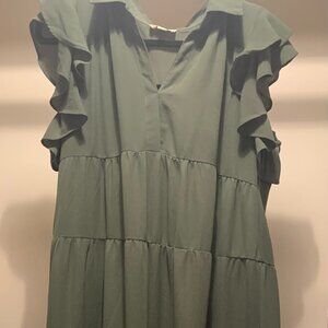 Umgee dress tiered design, midi length, ruffled short sleeves